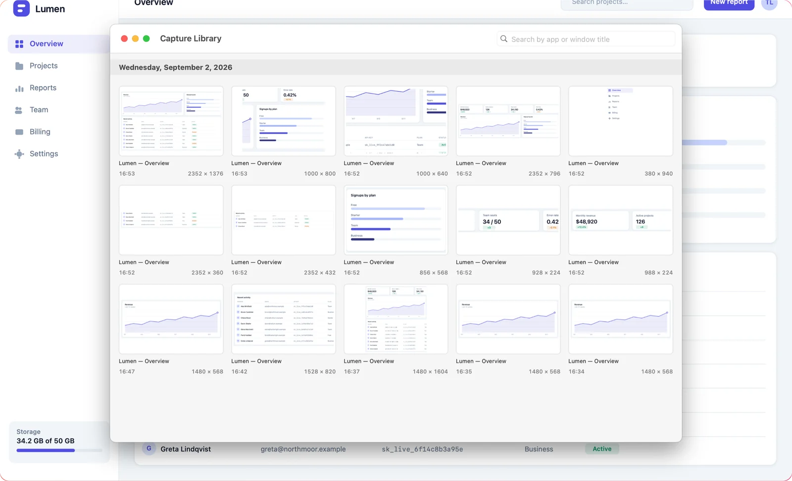 Every capture, searchable